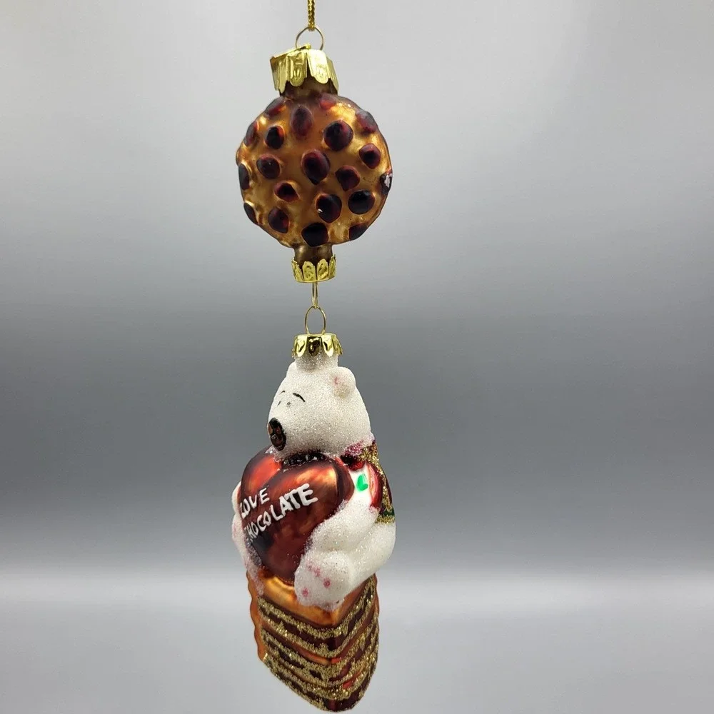 Margaret Cobane Blown Glass Ornament Polar Bear I Love Chocolate Cookie Cake